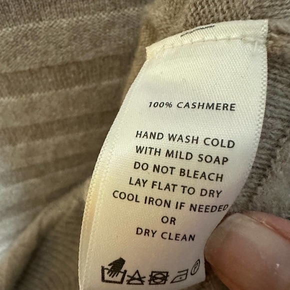 Revolve Leo & Sage Sweater Womens Extra Small Tan Cashmere Striped Soft Comfy - Picture 7 of 11